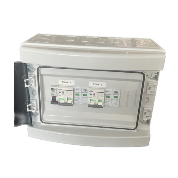 Caja protección DC para 1 o 2 MPPT + Disyuntor para trabajar seguro
